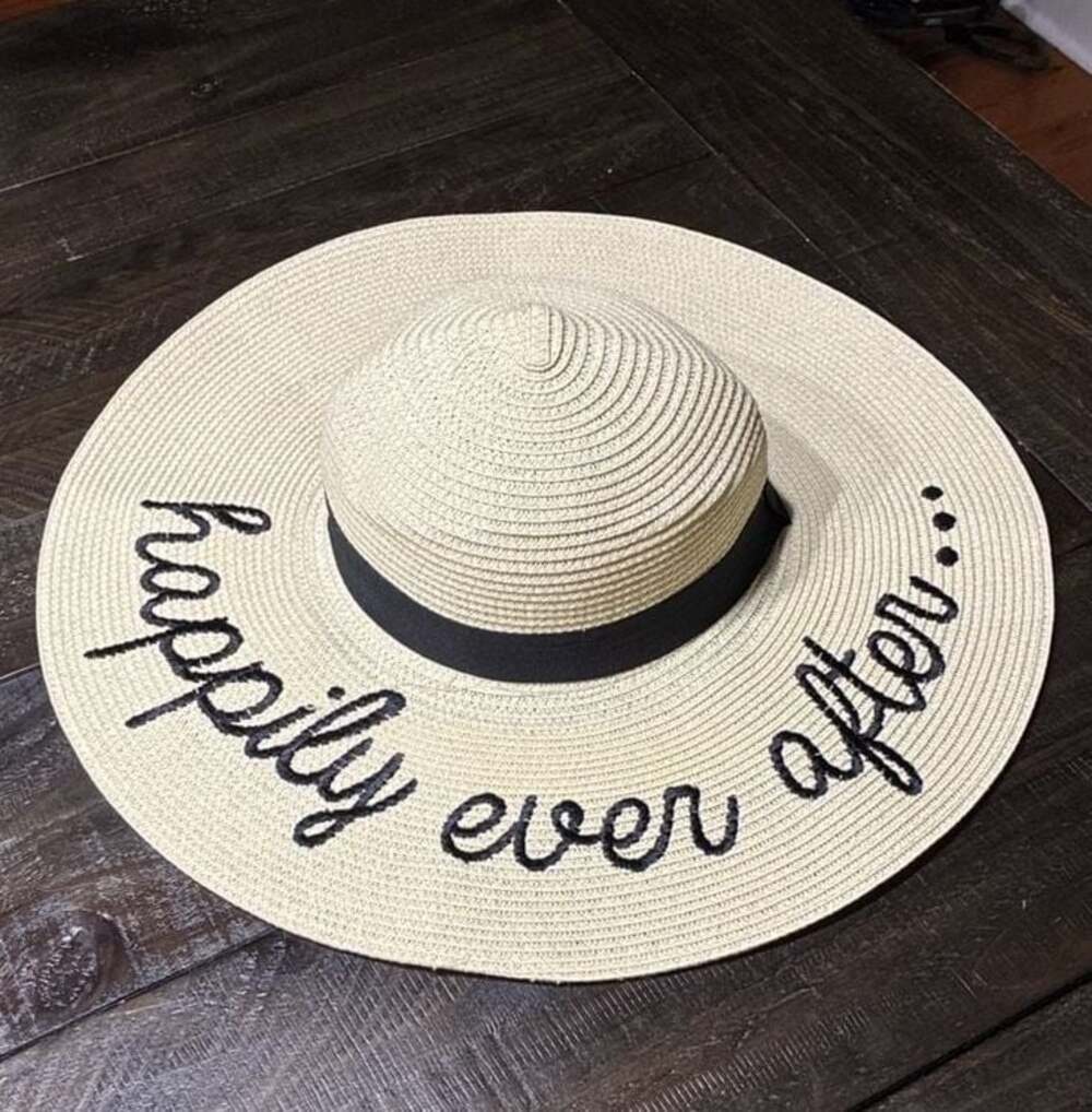 Mud Pie Happily Ever After Embroidered Straw Sun Hat